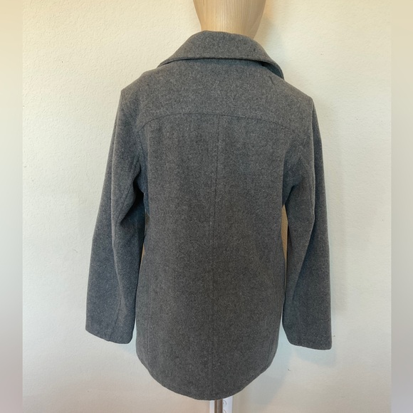 American Eagle Wool Blend Pea Coat Grey Double Breasted Pockets Collared VGUC M - Picture 8 of 14